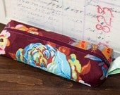 Zippered pencil case, pouch in Anna Maria Horner fabric.