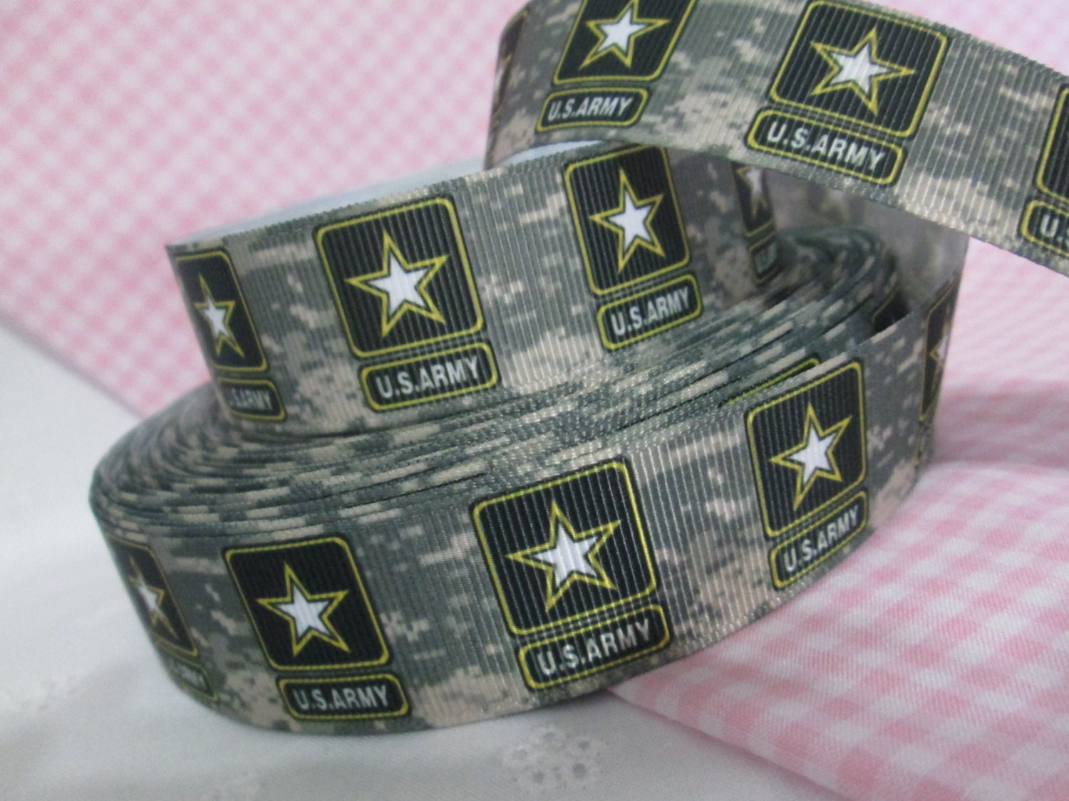 Grosgrain Ribbon 1" U. S. Army Digital Camouflage Green 1 Yard