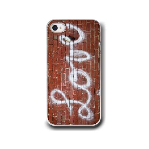 Love Graffiti, iPhone 5 4 4s Case, iPhone 4, Red White Love Brick Graffit Wall Art Red Brick, Cell Phone Case, Accessory for iPhone
