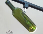 Wine bottle Track light / Track head. Green glass.
