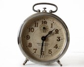 Great vintage French BLANGY Metal Alarm CLOCK - LOFT Deco
