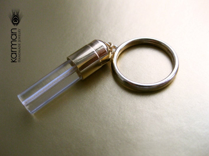 Capsule Ring - Czech Glass Tube shaped bead with Gold toned accessories.