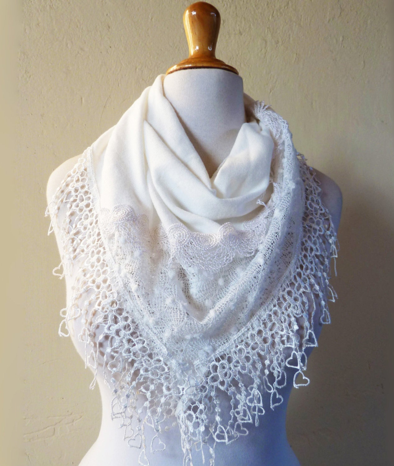Womens scarf "Melinda" in WHITE - scarflette shawl neckwarmer - Spring / Summer accessories