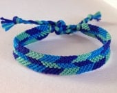 Turquoise, Royal Blue & Aqua Checkered Stripes - Friendship Bracelet