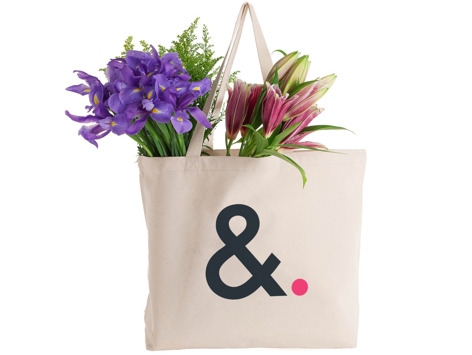 EXTRA LARGE Canvas Market Tote . Screen Printed Eco Friendly . 19.5"w x 15"h x 5"d