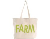 EXTRA LARGE Canvas Market Tote . Screen Printed Eco Friendly . 19.5"w x 15"h x 5"d