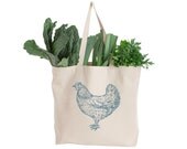 EXTRA LARGE Canvas Market Tote . Screen Printed Eco Friendly . 19.5"w x 15"h x 5"d