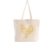 EXTRA LARGE Canvas Market Tote . Screen Printed Eco Friendly . 19.5"w x 15"h x 5"d