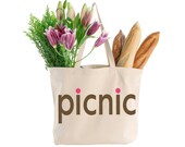 EXTRA LARGE Canvas Market Tote . Screen Printed Eco Friendly . 19.5"w x 15"h x 5"d