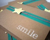 Blank Notecard Set of 10 Kraft Cards with Stamped "smile" and Star