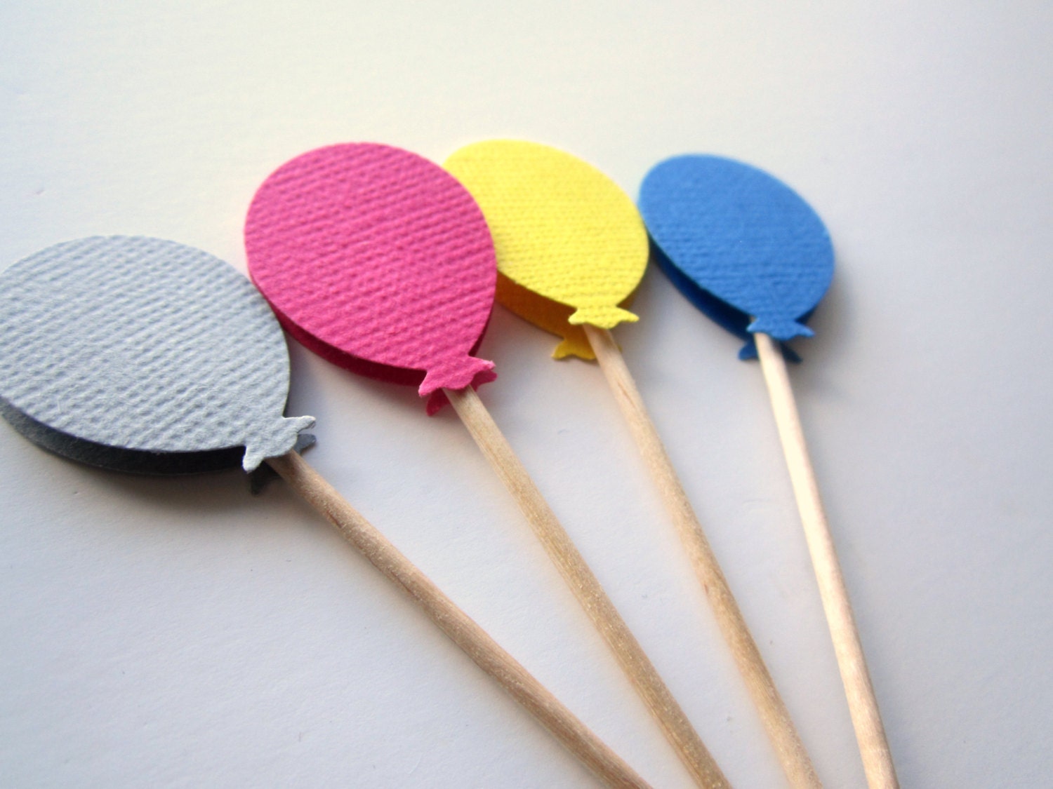 Cupcake Toppers, Balloons, Birthday Cake Toppers, Set of 4