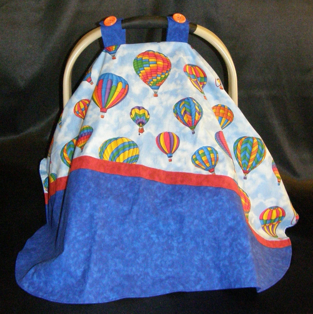 Car Seat Canopy - Hot Air Balloons Blue