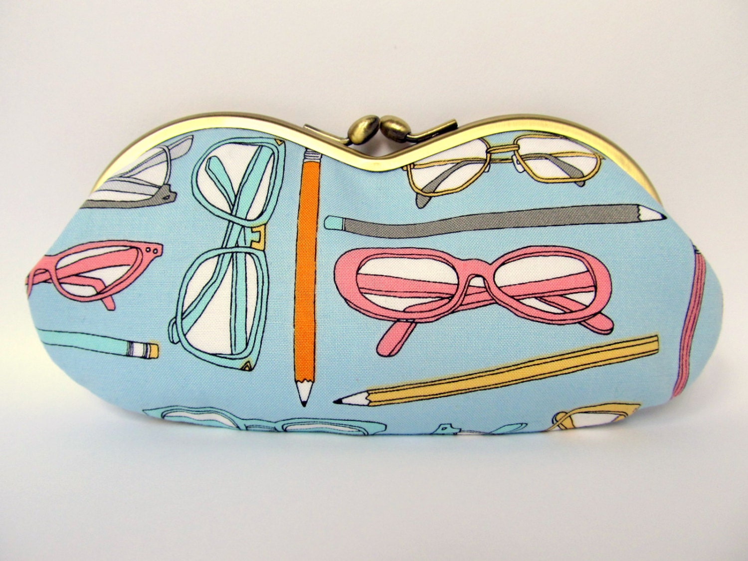 Glasses case Pastel blue pink Grey Glasses Pencil Paper Clip Eyeglass Sunglass case