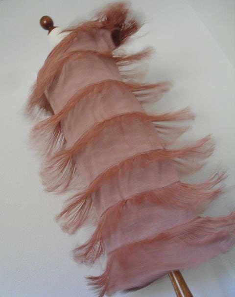 Ash Of A Rose . Silk Flapper . Fringed Crocheted Dress - Exquisite Handwork. Fantastic Movement 80s M L