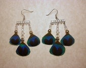 White Diamond Peacock Chandelier Earrings