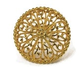 Scarf Clip Brooch Gold Toned Vintage Round Ornate