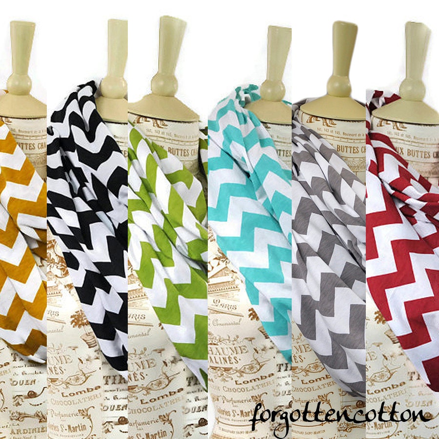 Chevron Infinity Scarves Green Mustard Black Aqua Gray Red