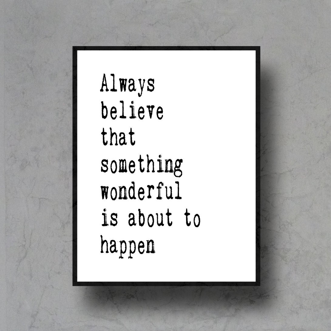 typographic art print quote poster inspirational black white typography 8x10 home decor motivational