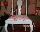 Tall elegant handpainted shabby chic vintage Queen Anne chair
