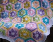 Granny Square Crochet Blanket...Baby Crib Blanket...Colorful Knitting Patchwork Baby Afghan...