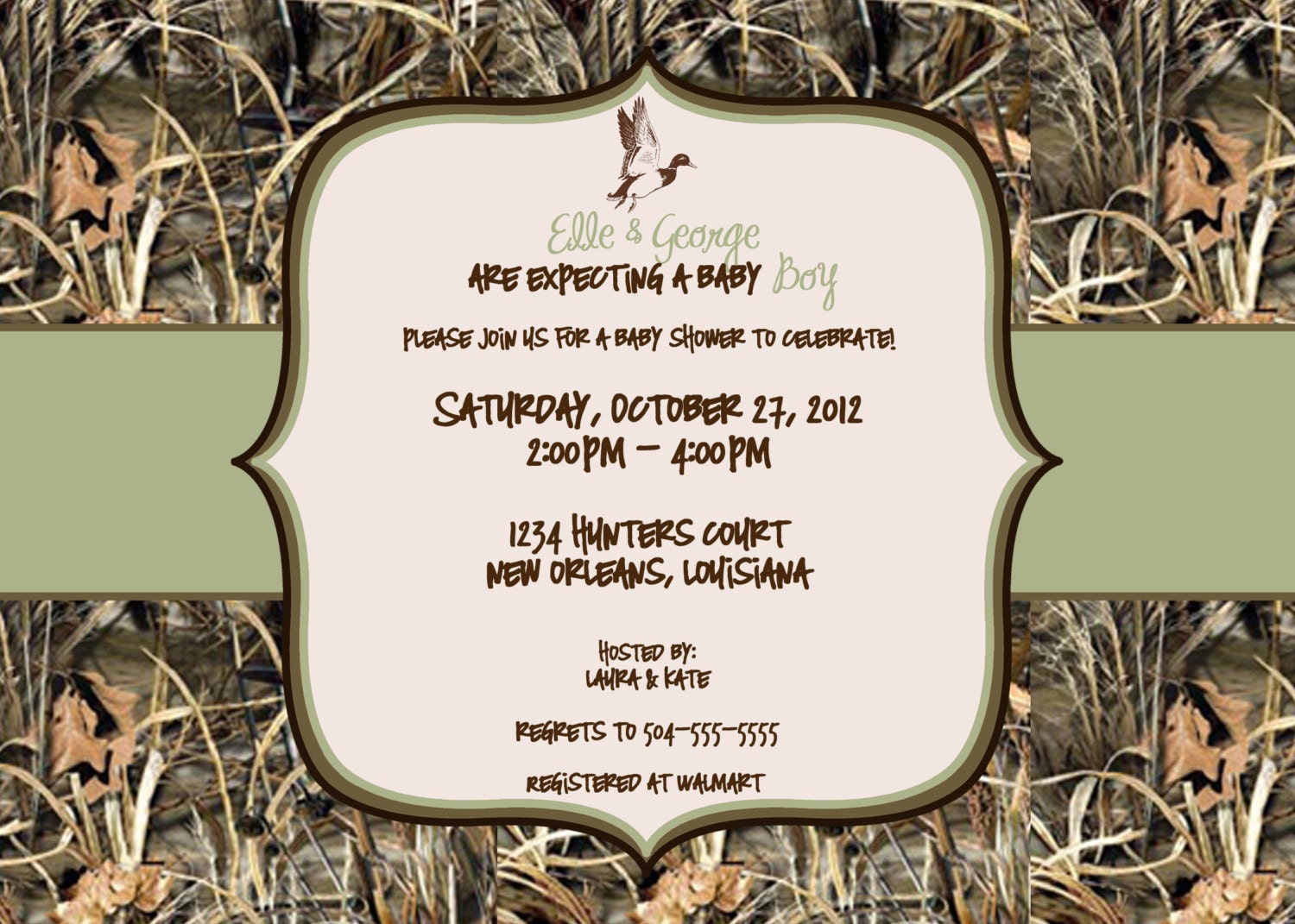 Maxx 4 Camo with Duck - Baby Shower Invitation - digital design