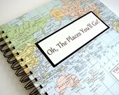 Travel Journal Graduation Gift with Custom Map, 8"x8"
