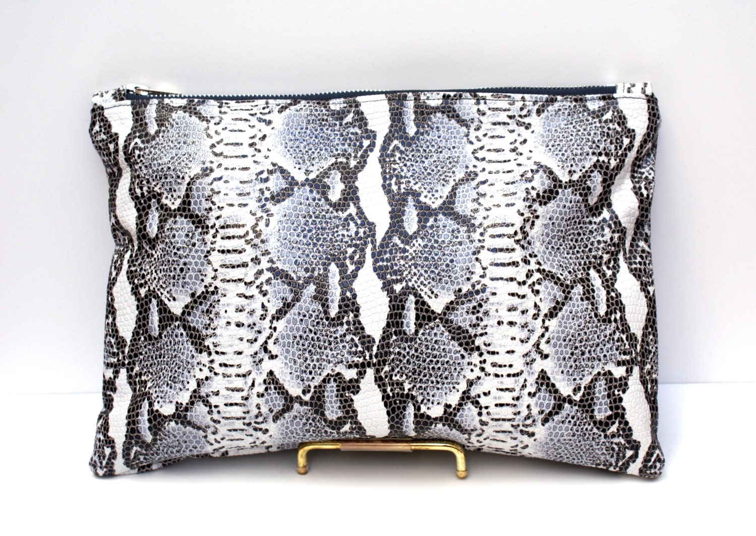 Black and White Python Clutch
