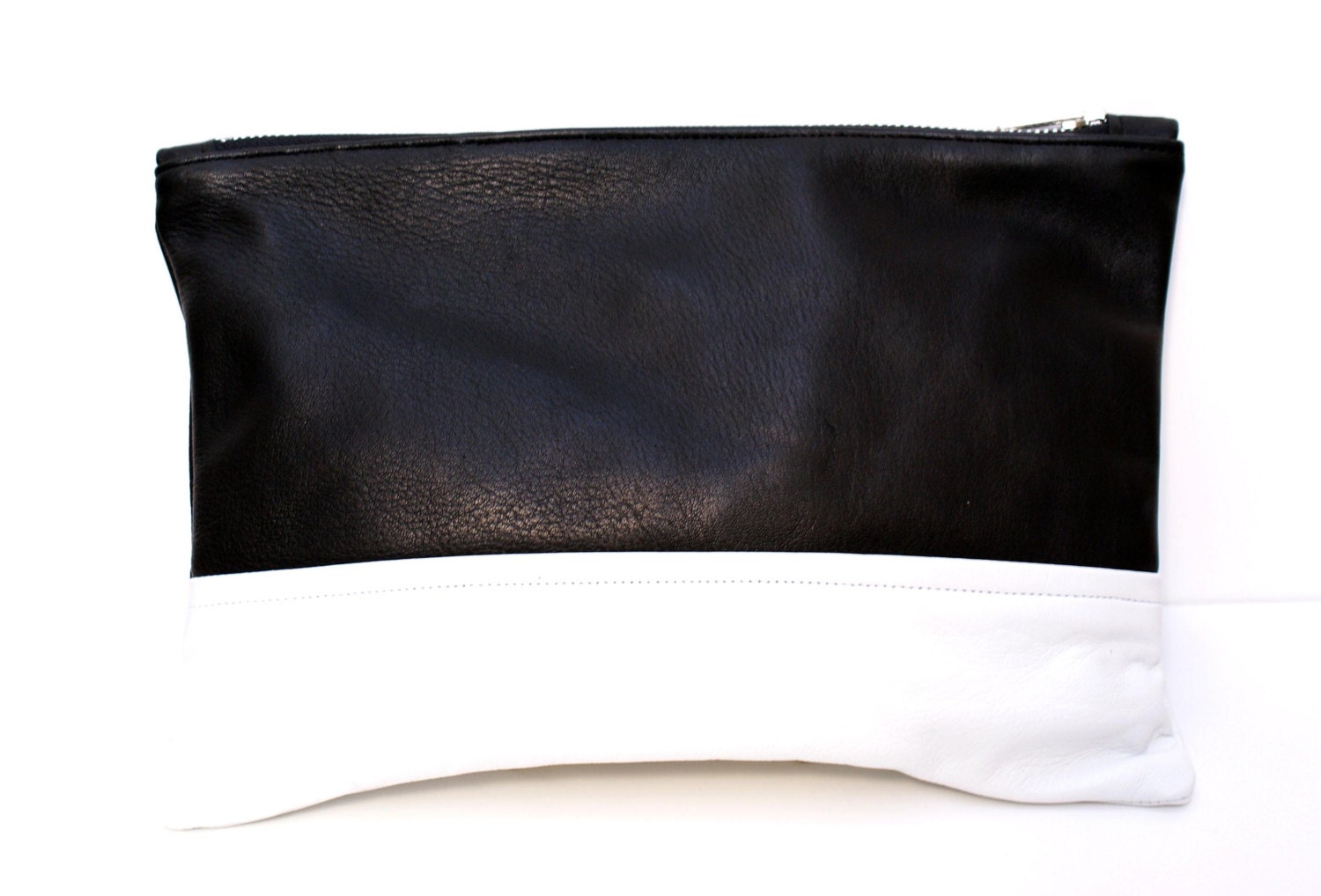 Black and White Leather Clutch