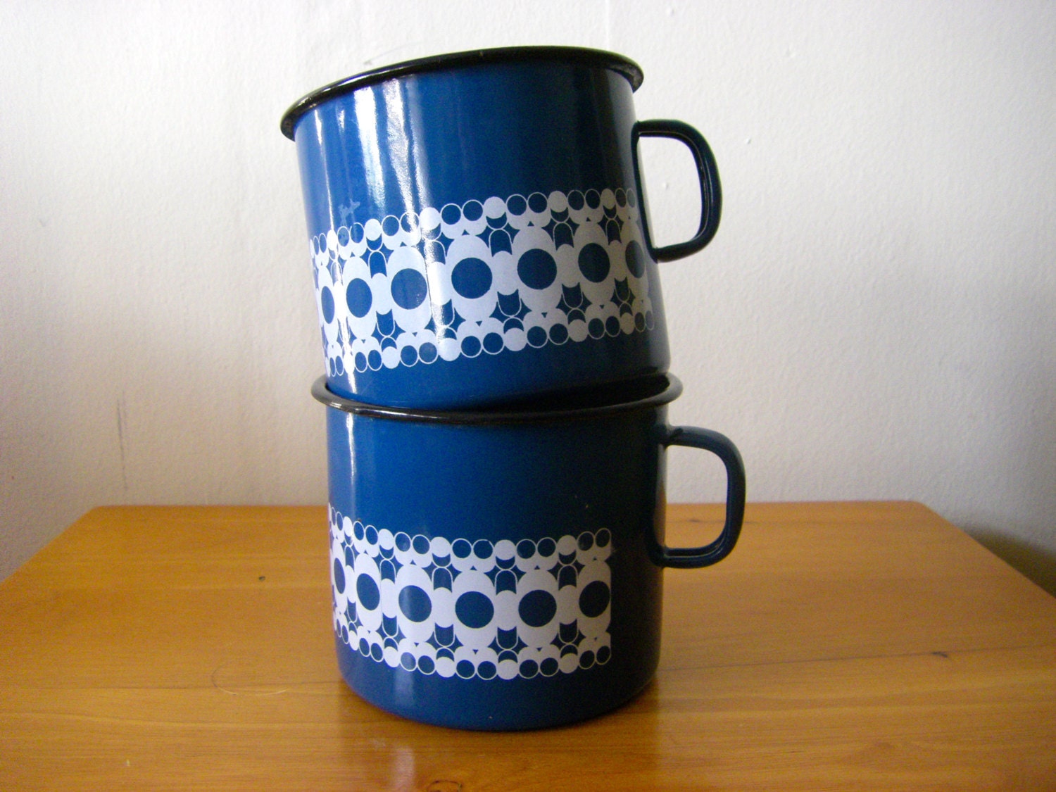2 Blue Enamel Mugs