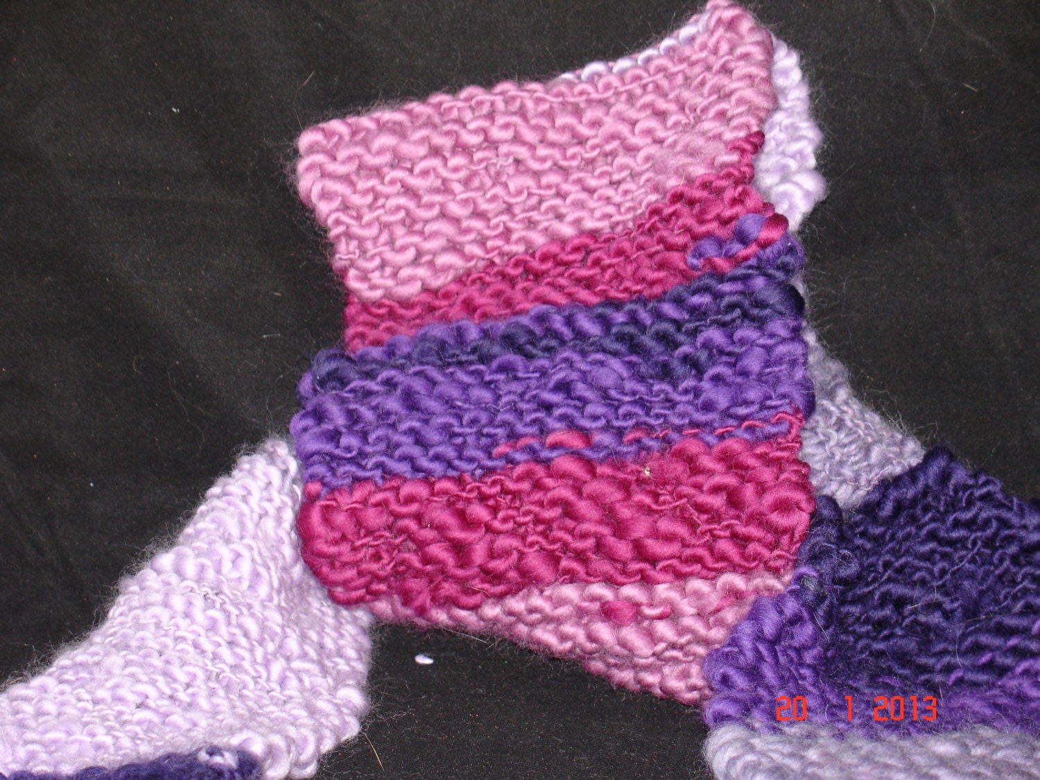 SALE Orion Nebula inspired purple scarf made from hand dyed, hand spun, hand knit wool-OOAK