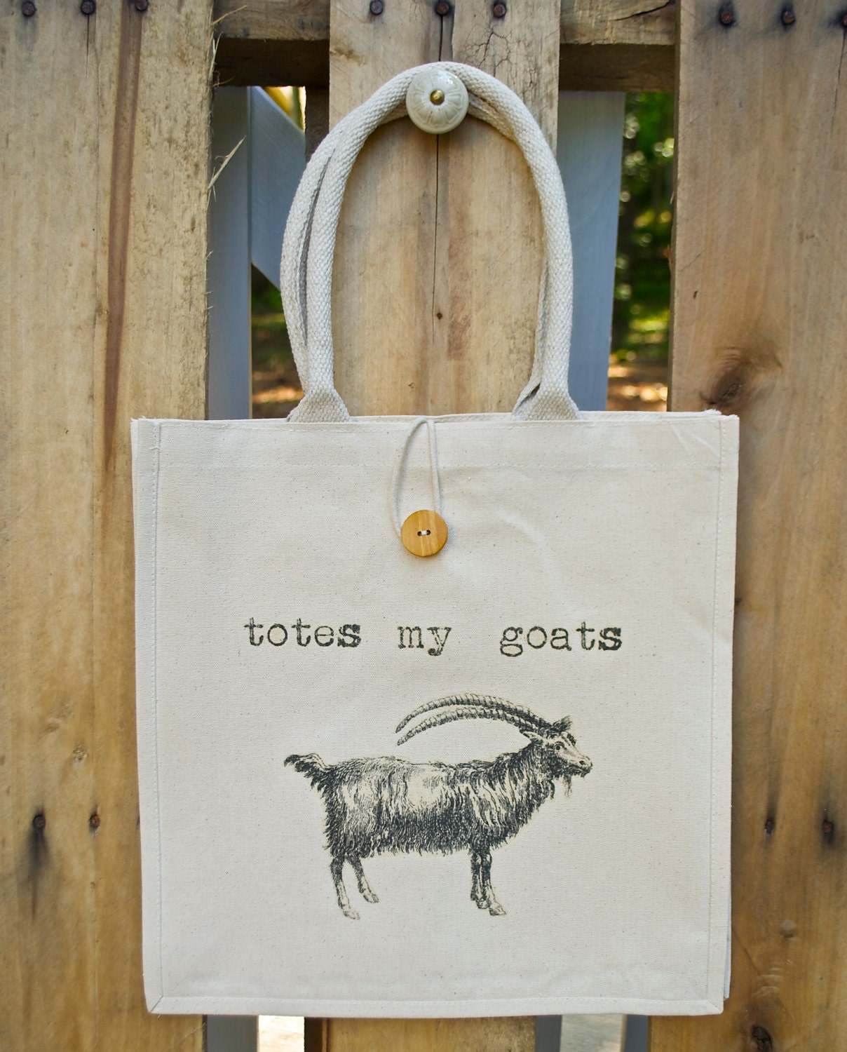 Totes My Goats Natural Canvas Tote Bag