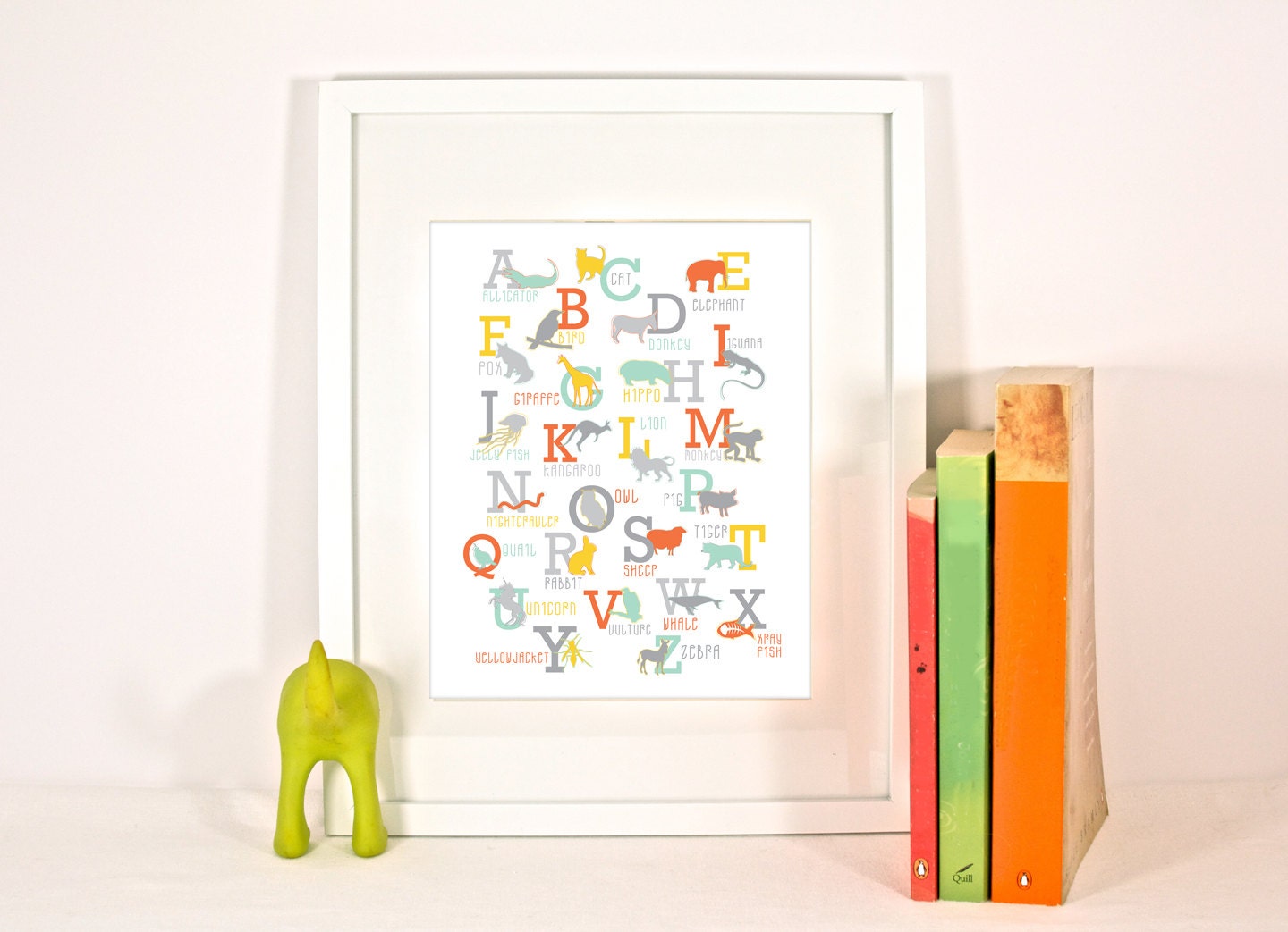 Animal Alphabet Letters Nursey Wall Art Decor Print - 8 x 10"