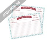 INSTAND DOWNLOAD recipe cards printable PDF file