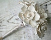 Mini Gardenia Handmade Wedding Bouquet - Toss Bouquet - Junior Bridesmaid - Cream, Ivory, Sola Wood Flower, Alternative Bridal Bouquet