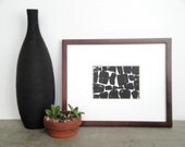 SALE Modern Contemporary Organic Forms Art Block Print 5 x 7 Home Decor / Black, Rust, Golden, Green, Red / Hand Pulled Linocut