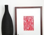 SALE Modern Abstract Textile Inspired Art Block Print 5 x 7 Home Decor / Red or Black / Hand Pulled Linocut