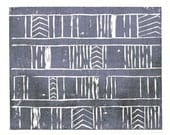 SALE Abstract and Tribal Design Art Block Print 8 x 10 Home Decor / Dusty Purple, Black / Hand Pulled Linocut / Gift