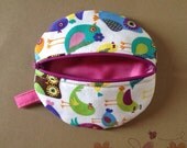 Paci Pod in in Owl and Bird Fabric (Blue,Brown and Purple Owls) (Green,Yellow,Orange and Pink Birds) Girl  Paci Pod Ready to Ship