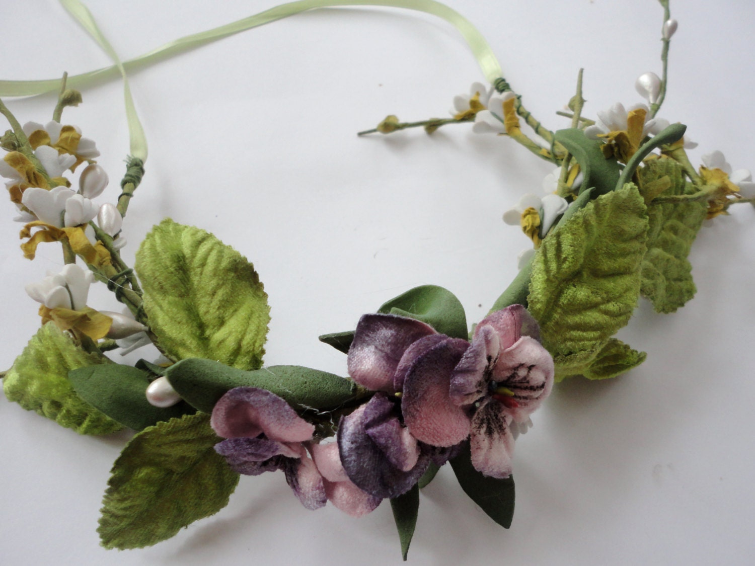 Spring Green Floral Head Wreath