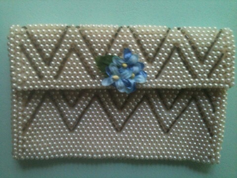 Touch of Blue Beaded Wedding Clutch Purse