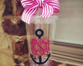 Preppy Anchor Monogram Tumbler