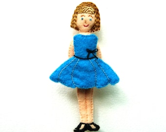 Dress Up Doll Felt Brooch with 1 to 4 Retro Felt Dresses - Ready made