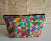 Own fabric design - handmade cotton linen zip purse - make up bag - pencil case