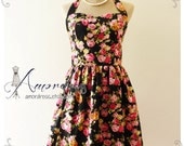 Floral Tea Dress Rose Dress Vintage Inspired Dress Party Tea Dress Summer Party Dress Once Upon a Time -Size S-