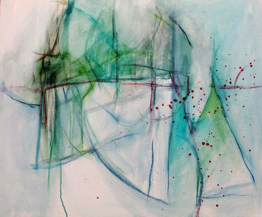 Abstract Painting Canvas Expressionist "Lessons in Blue and Green"