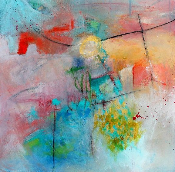 Original Acrylic Painting Contemporary "Tangerine Sky Too"