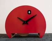 Red Modern Mantelpiece cuckoo clock with moving bird and pendulum