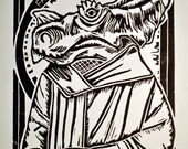 Dinosaur Saint Block Print