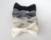 Linen Hair Bow / Clip on Bow-Tie - Neutrals - Choose One
