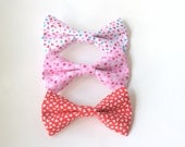 Hair Bow / Clip on Bow-Tie - Small Hearts - Choose One